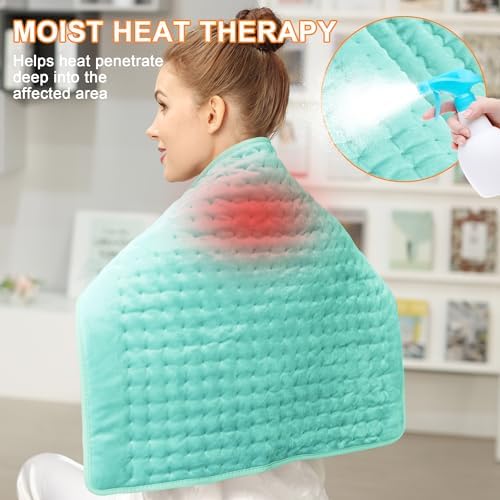 Heating Pad-Electric Heating Pads for Back,Neck,Abdomen,Moist Heated Pad for Shoulder,Knee,Hot Pad for Arms and Legs,Dry&Moist Heat & Auto Shut Off(Light Green, 20''×24'')