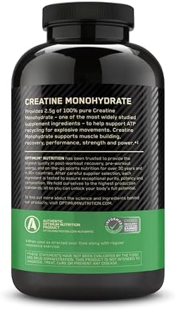 Optimum Nutrition Micronized Creatine Monohydrate Capsules, Keto Friendly, 2500mg, 200 Capsules (Packaging May Vary)
