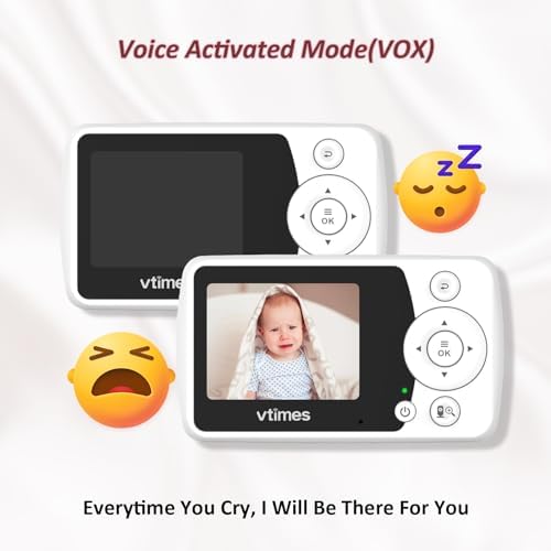 Baby Monitor with Camera and Audio, Video Baby Monitor No WiFi Night Vision 2.4" LCD Screen Portable Baby Camera Monitor Alarm Lullaby Temperature Sensor and 1000ft, Ideal for Baby/Elderly/Pet