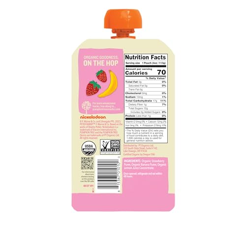 Pumpkin Tree Peter Rabbit Organics Strawberry and Banana Pure Fruit Snack, 4 Ounce (Pack of 10)