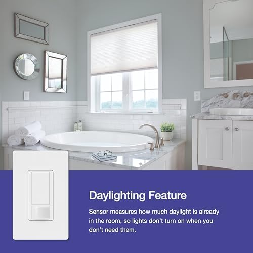 Lutron Maestro Motion Sensor Light Switch Indoor for Bathroom, Garage, Laundry Room, Any Bulbs, Occupancy Vacancy Sensor, Single-Pole, MS-OPS2-WH, White