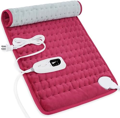 Heating Pad-Electric Heating Pads for Back,Neck,Abdomen,Moist Heated Pad for Shoulder,Knee,Hot Pad for Arms and Legs,Dry&Moist Heat & Auto Shut Off(Burgundy,12''×24'')
