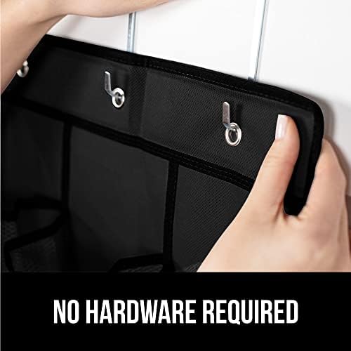 GORILLA GRIP Over the Door Shoe Organizer, 24 Large Breathable Mesh Pockets, Space Saving Hanging Storage Holder, Closet Rack Hanger Holds Up to 40 lbs, Hangs on Closets for Shoes, Accessories, Black