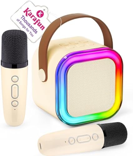 IROO Mini Karaoke Machine for Kids, 2025 TOP Toys Birthday Gifts Ideas for Girls Ages 4, 5, 6, 7, 8, 9, 10, 12+ Years Old, Portable MP3 Player with 2 Wireless Mics for Party