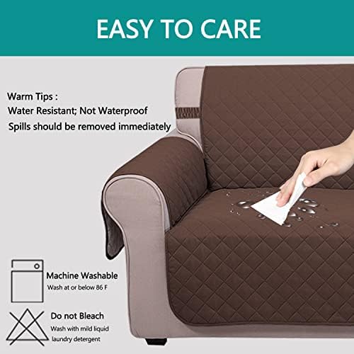 U-NICE HOME Reversible Sofa Cover Couch Cover for Dogs with Elastic Straps Water Repellent Furniture Protector for Pets Couch Cover for 3 Cushion Couch (Sofa, Coffee/Beige)