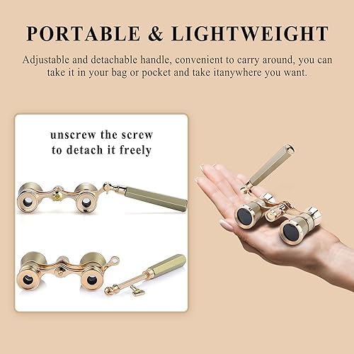 Aroncent Opera Glasses Binoculars 3X25 Theater Glasses Mini Binocular Compact with Handle for Adults Kids Women in Opera Musical Concert