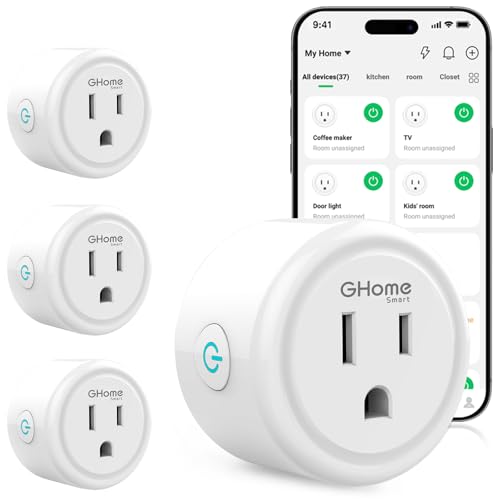 Smart Plug, GHome Smart WiFi Plugs Work with Alexa and Google Home, Smart WiFi Outlet with Remote Control and Timer Function, 2.4GHz Wi-Fi Only, No Hub Required, ETL FCC Listed