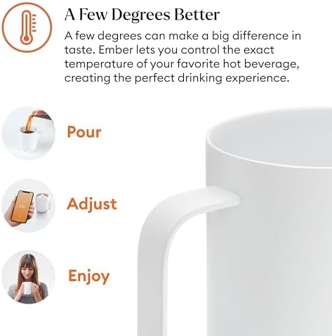 Ember Temperature Control Smart Mug 2, 14 Oz, App-Controlled Heated Coffee Mug with 80 Min Battery Life and Improved Design, White (Renewed)