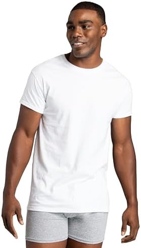 Fruit of the Loom Men's Undershirts, Moisture Wicking & Tag Free, Short Sleeve Crew T-Shirts