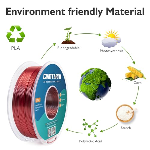 GIANTARM Dual Color PLA Filament, Silk PLA Filament 1.75mm +/-0.02mm,1KG Spool(2.2lbs) Vacuum Packaging, 3D Printing Filaments Fit Most FDM Printer