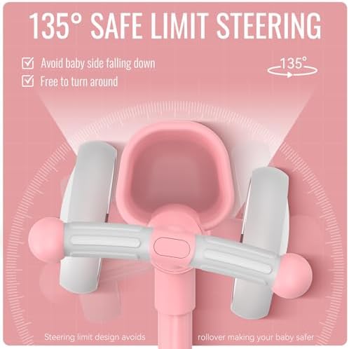 Umatoll Colorful Lighting Baby Balance Bike Toys for 1 Year Old Girls Gifts, Adjustable Seat, 1st Birthday Gifts, 12-24 Months Toddler Bike, Pink