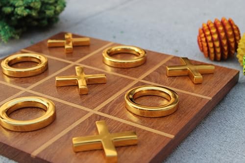 T one wooden Tic Tac Toe Game for farmhouse decor | coffee table decor | Table Top modern home decor for Living Room | board games for adults (Design-3)