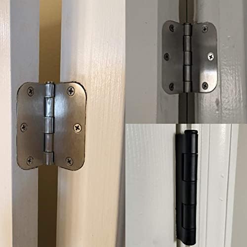TDCHINGES 30 Pack Rounded Matte Black Door Hinges 3.5 Inch 5/8" Radius Interior 3 1/2 Inch Flat Iron Bifold Easy Installation Standard Hinge No Squeak,Bedroom Indoor for Doors 3 ½" Hardware Controls
