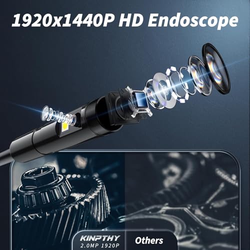 Endoscope Camera with Light,1920P HD Borescope Tools with 8 Adjustable LED Lights, Endoscope with Semi-Rigid Snake Camera, IP67 Waterproof Inspection Borescope for iOS and Android-16.4ft Dual-Lens
