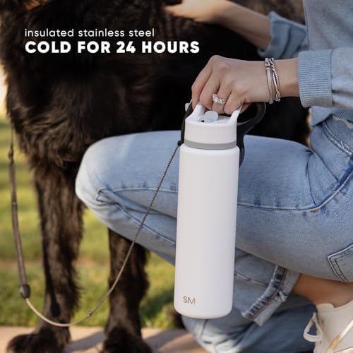 Simple Modern Water Bottle with Straw Lid | Vacuum Insulated Stainless Steel Metal Thermos | Reusable Leak Proof BPA-Free Flask for Sports Gym | Summit Collection | 30oz, Midnight Black