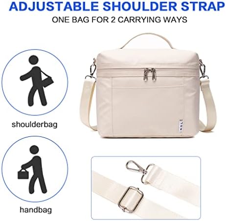 NOL Natural Organic Lifestyle Insulated Lunch Bags for Women Cooler Bag Lightweight Nylon Waterproof Lunch Box For Work(Medium, Cream