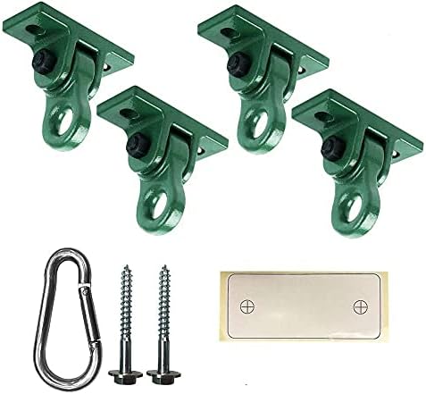 Heavy Duty Green Swing Hangers Screws Bolts Included Over 5000 lb Capacity Playground Porch Yoga Seat Trapeze Wooden Sets Indoor Outdoor (4 Pack)
