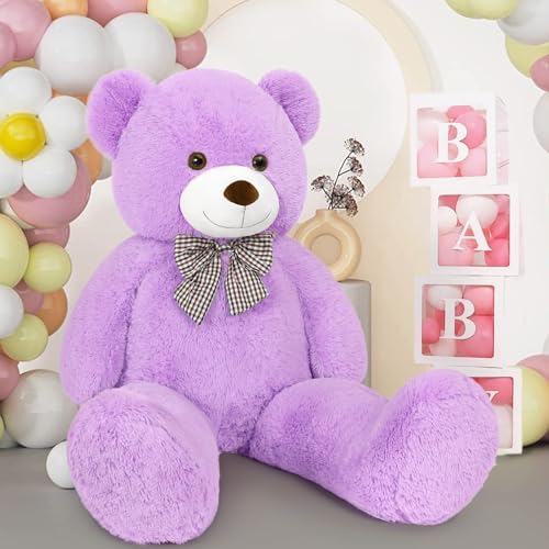MaoGoLan Big Purple Human Size Teddy Bear 4 Feet 47 inch Huge Lavender Teddy Extra Large Lilac Bears for Girlfriend Wife