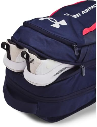 Under Armour Unisex-Adult Hustle 6.0 Backpack, (412) Midnight Navy/Midnight Navy/White, One Size Fits Most