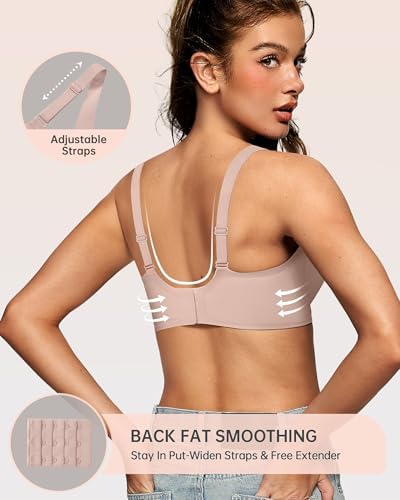 OEAK Womens Deep V Bras Wireless Comfortable Bra Supportive No Underwire Bras Tshirt Push Up Bralettes Plunge Seamless Bra