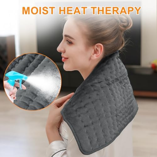 Heating Pad-Electric Heating Pads for Back,Neck,Abdomen,Moist Heated Pad for Shoulder,Knee,Hot Pad for Arms and Legs,Dry&Moist Heat & Auto Shut Off(Charcoal Gray, 12''×24')