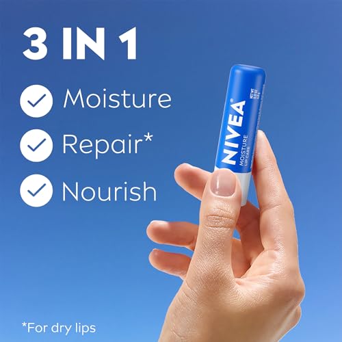 NIVEA Skin Care Set, Essentially Enriched Body Lotion Pack (2 x 16.9 Fl Oz) + Moisture Lip Care Lip Balm Set (4 x 0.17 Oz), Dermatologically Tested for Skin Compatibility