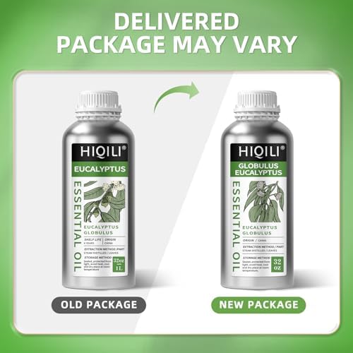 HIQILI Eucalyptus Essential Oil for Spray, Diffuser & Skin, 100% Pure Undiluted - 32 Fl Oz