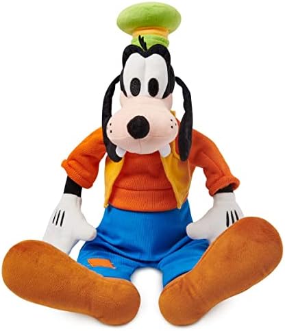 DISNEY STORE Official Goofy Medium Soft Toy for Kids, Cuddly Character with Fuzzy Texture and Embroidered Details, Patched Trousers and Felt Teeth,Disney Plushy Suitable for All Ages.