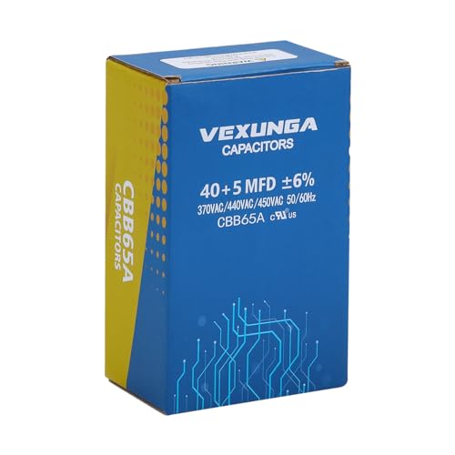 40/5 uF 40+5 MFD 370V 440V 450V Oval Dual Run Start AC Capacitor 40 5 uF 370 440 450 Volt VAC CBB65 Air Conditioner Capacitors for AC Unit Fan Motor Start or Condenser Straight Cool