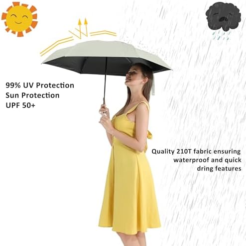 BAODINI Travel Mini Umbrella for Purse With Case Small Compact UV Sun Protection Sun Lightweight Tiny Pocket Umbrella for Women Girls and Men