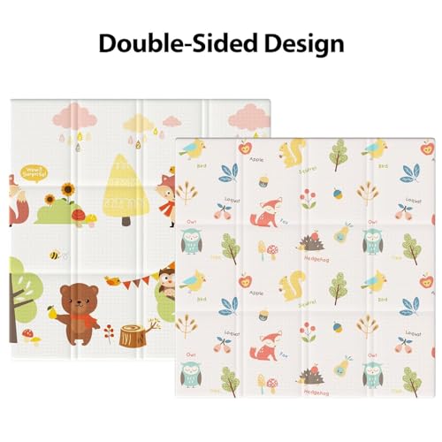 Baby Play Mat, 50 x 50 Inch Play Mat Perfect for Use Baby Playpen, Foldable Baby Foam Playmat for Floor, Portable Waterproof Activity PlayMats for Babies, Infants and Toddlers