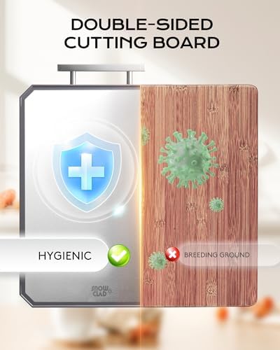 SNOWCLAD Stainless Steel Cutting Board,Double Sided Steel Cutting Boards for kitchen,Stainless Steel/Wheat straw pp Large Board for meat,non toxic Chopping,16 * 11 Inch,Dishwasher Safe