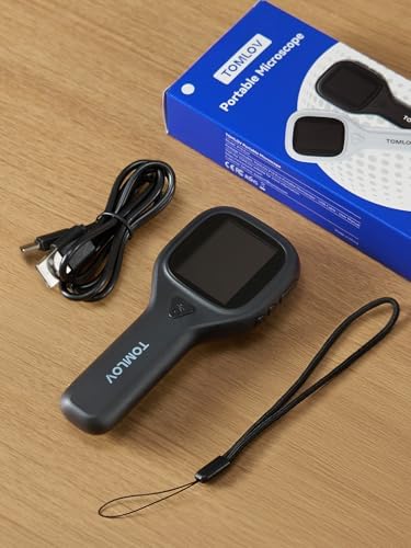 TOMLOV P10 Evo Handheld Close-Up Microscope: 20X Digital Coin Microscope for Adults Kids, LED Lighted Magnifier with 2" IPS Screen, Battery, Jewelers Loupe Compatible with Windows/macOS, Black