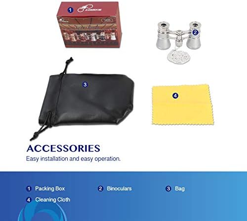 Aomekie Opera Glasses Binoculars 3X25 Theater Glasses Mini Binocular Compact with Chain for Adults Women in Musical Concert(Silver)