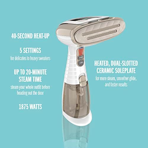 Conair Handheld Garment Steamer for Clothes, Turbo ExtremeSteam 1875W Fabric Steamer, Portable Handheld Design, Strong Penetrating Steam, Amazon Exclusive, White/Champagne