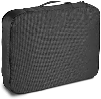 Amazon Basics Large Packing Cubes for Travel, Packing Organizers, 4-Piece-Set With Double Zipper Pulls and Mesh Top Panel, 100% Durable Polyester, Black, 17.5"L x 12.8"W x 3.3"H
