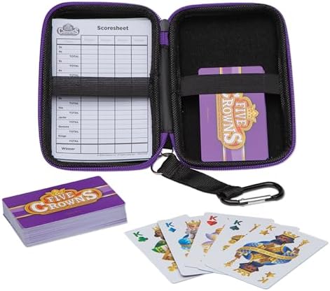 Five Crowns Travel Case Bundle, Cards, Scorecard Included – Card Game for Kids and Adults, Family Game Night, The Game isn’t Over Until the Kings Go Wild!, 5 Suited Rummy Style Card Game, Ages 8+