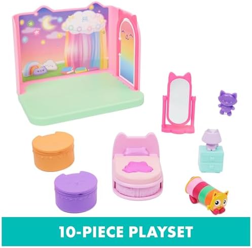 Gabby’s Dollhouse, Sweet Dreams Bedroom with Pillow Cat Figure and 3 Accessories, 3 Furniture and 2 Deliveries, Kids Toys for Ages 3 and up