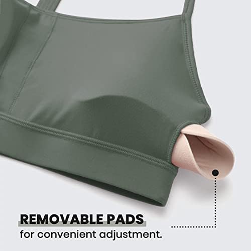 CRZ YOGA Butterluxe Womens Y Back Sports Bra - Padded Racerback Low Impact Spaghetti Thin Strap Workout Yoga Top