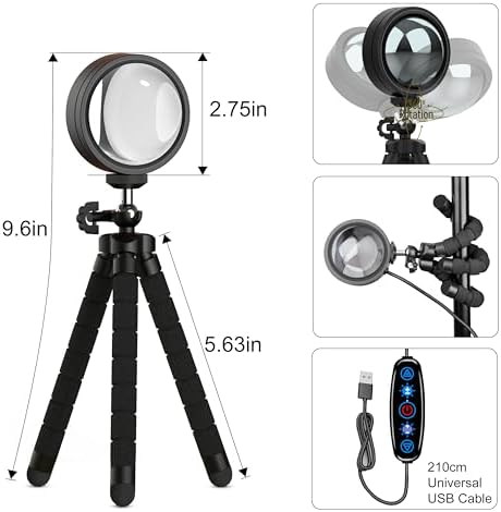 Sunset Lamp Projector Multicolor Changing LED Projection Lamp,Switch Button and APP Control 360 Degree Rotation Sunlight Lamp for Bedroom, Photography, Party, Tiktok Live, Room Decor