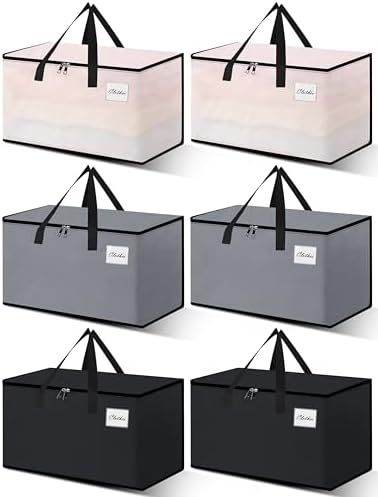 Heavy Duty Moving Bags - Extra Large Packing Bags and Storage Totes, Collapsible and Foldable Option for Moving and Storage, Multicolored, 125 L - 6 Pack