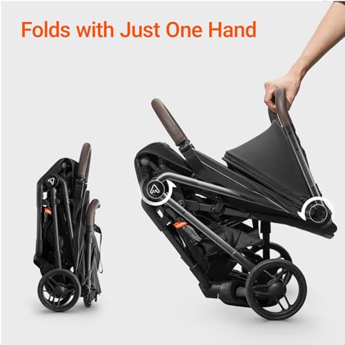 Lightweight Baby Travel Stroller with Carbon Fiber Frame, Compact & Airplane-Friendly, One-Handed Folding Design, 11.6 lbs, Perfect for Toddlers, Jet