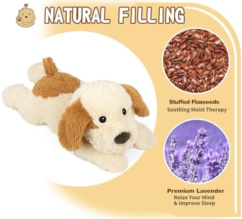 Puppy Stuffed Animals, Microwavable Stuffed Animal Adorable Fluffy Dog Plush for Warmth, Heatable & Coolable Lavender Scent Puppy Plush Toys, Cute Soft Dog Plushies for Kids & Adults Girls Boys Gifts