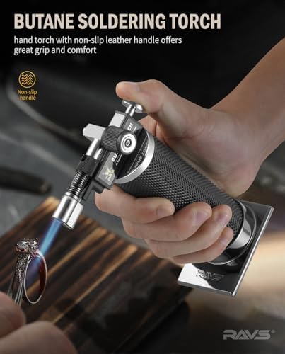 RAVS Butane Torch Lighter, DUAL Flame Mode Kitchen Torch, Refillable Cooking Torch Gun, Creme Brulee Torch Lighter, Blow Torch for Cooking, Welding, Mini Torch Soldering Torch, Butane is Not Included