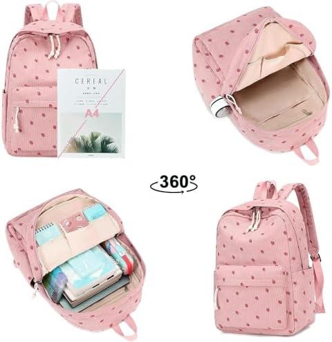 School Backpack for Teen Girls Bookbags Elementary High School Corduroy Laptop Bags Women Travel Daypacks