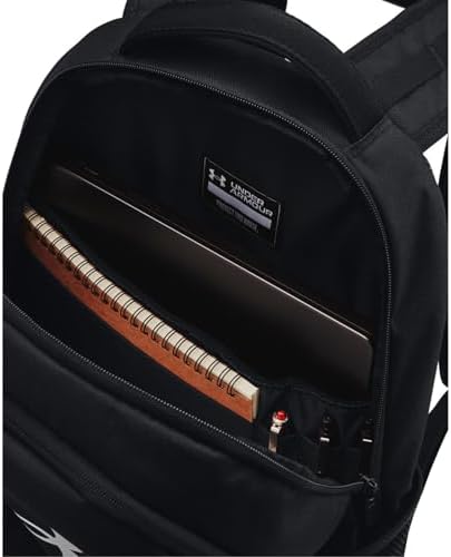 Under Armour Unisex-Adult Hustle 6.0 Backpack, (002) Black/Black/White, One Size Fits Most