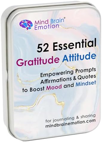 Mind Brain Emotion 52 Essential Gratitude Attitude: Journal & Conversation Cards to Boost Mood & Mindset - Empowering Prompts, Self-Help Affirmations, and Insightful Quotes - for Kids & Adults