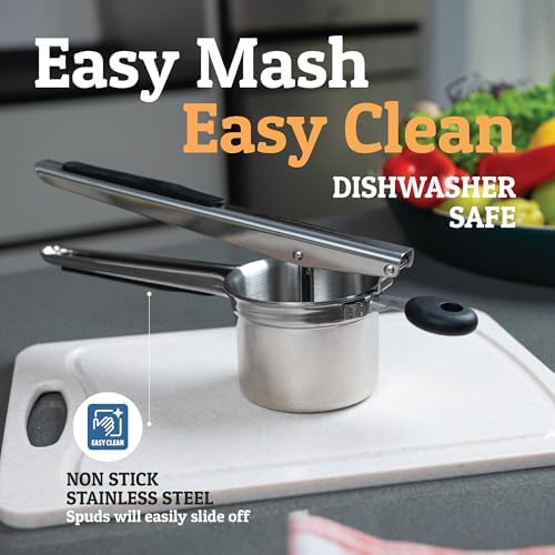 PriorityChef Large 15oz Potato Ricer, Heavy Duty Stainless Steel Potato Masher and Ricer Kitchen Tool, Press and Mash Kitchen Gadget For Perfect Mashed Potatoes - Everytime