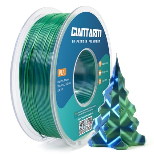 GIANTARM Dual Color PLA Filament, Silk PLA Filament 1.75mm +/-0.02mm,1KG Spool(2.2lbs) Vacuum Packaging, 3D Printing Filaments Fit Most FDM Printer