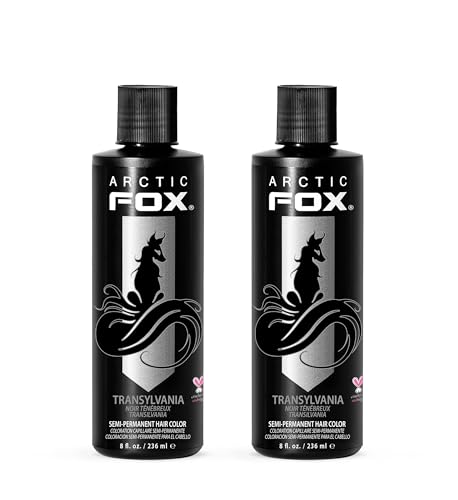 Arctic Fox Semi-Permanent Hair Dye, Vegan & Cruelty-Free, Conditioning, Ammonia-Free, Peroxide-Free, Transylvania Black, Long Lasting Color, For All Hair Types, 8 Fl Oz (Pack of 2)